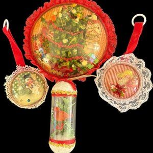 1970's Christmas Diorama Ornaments And Wall Decor